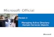 Microsoft ® Official Course Module 3 Managing Active Directory Domain Services Objects