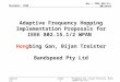 doc.: IEEE 802.15-00/367r0 Submission November, 2000 Hongbing Gan, Bijan Treister, Bandspeed Pty LtdSlide 1 Adaptive Frequency Hopping Implementation