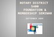 SEPTEMBER 2009  Between 2004 & 2009, the US membership in Rotary experienced a loss of more than 25,000 members.  Other countries are seeing a