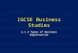 IGCSE Business Studies 2.1.2 Types of Business Organisation