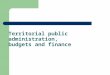 Territorial public administration, budgets and finance