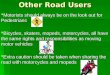 Other Road Users  Motorists should always be on the look out for Pedestrians  Bicycles, skaters, mopeds, motorcycles, all have the same rights and responsibilities