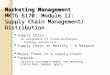 Marketing Management MKTG 6170: Module II: Supply Chain Management/ Distribution Supply Chain ◦ An alignment of firms/exchanges  Exchange perspective