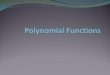 Polynomial Functions Polynomial Function in General Form DegreeName of Function 1Linear 2Quadratic 3Cubic 4Quartic The largest exponent within the polynomial