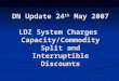 DN Update 24 th May 2007 LDZ System Charges Capacity/Commodity Split and Interruptible Discounts