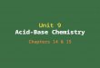Unit 9 Acid-Base Chemistry Chapters 14 & 15. ACIDS & BASES Chapter 14