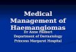 Medical Management of Haemangiomas Dr Anne Halbert Department of Dermatology Princess Margaret Hospital