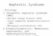 Nephrotic Syndrome Etiology 1.Idiopathic nephrotic syndrome (90%) – Minimal change disease (85%) – Focal segmental glomerulosclerosis (10%) – Mesangial