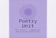 Poetry Unit Mrs. Levonius : Language Arts Pagosa Springs Middle School