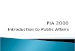 Introduction to Public Affairs. PIA 2096/PIA 2490