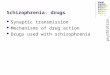 Schizophrenia: drugs Synaptic transmission Mechanisms of drug action Drugs used with schizophrenia psychlotron.org.uk