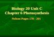 Biology 20 Unit C Chapter 6 Photosynthesis Nelson Pages 178 - 201