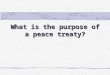 What is the purpose of a peace treaty? How to Solve the Peace What were the long- term and immediate causes of war? Explain briefly. How should a peace