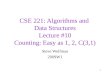 CSE 221: Algorithms and Data Structures Lecture #10 Counting: Easy as 1, 2, C(3,1) Steve Wolfman 2009W1 1