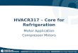 1 HVACR317 – Core for Refrigeration Motor Application Compressor Motors Motor Application Compressor Motors