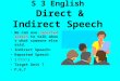 S 3 English Direct & Indirect Speech We can use reported speech to talk about what someone else said. Indirect Speech= Reported Speech ( 間接引語 ) Target