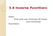3.4 Inverse Functions Goal: Find and use inverses of linear and nonlinear functions