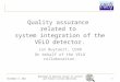 Quality assurance related to system integration of the VELO detector. Jan Buytaert, CERN On behalf of the VELO collaboration. November 4, 2011 Workshop