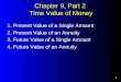 1 Chapter 9, Part 2 Time Value of Money 1. Present Value of a Single Amount 2. Present Value of an Annuity 3. Future Value of a Single Amount 4. Future