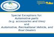 Community Development Department Special Exceptions for: Automotive parts (e.g. accessories and tires) and Automotive, Recreational Vehicle, and Boat Dealers