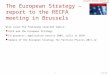 European Strategy Session of Council The European Strategy – report to the RECFA meeting in Brussels Will cover the following selected topics:  ECFA and