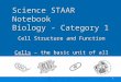 Science STAAR Notebook Biology - Category 1 Cell Structure and Function Cells – the basic unit of all living things. 1