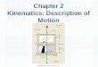 Chapter 2 Kinematics: Description of Motion. Units of Chapter 2 Distance and Speed: Scalar Quantities One-Dimensional Displacement and Velocity: Vector