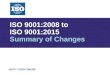 1 ISO/TC 176/SC 2/N1282 ISO 9001:2008 to ISO 9001:2015 Summary of Changes