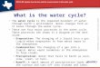 TEKS 5.8B: Explain how the Sun and the ocean interact in the water cycle. What is the water cycle? The water cycle is the repeated movement of water through