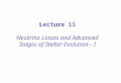 Lecture 11 Neutrino Losses and Advanced Stages of Stellar Evolution - I