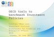  OECD tools to benchmark Investment Policies Cristina Tébar Less Investment Division Directorate for Financial and Enterprise Affairs OECD Vienna, 16