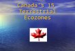 Canada’s 15 Terrestrial Ecozones. What is an Ecozone? It is a geographic zone that can be defined by similar characteristics It is a geographic zone that