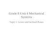 Grade 8 Unit 4 Mechanical Systems Topic 1: Levers and Inclined Planes