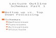 Lecture Outline Schemas Part 1 nBottom up vs. Top Down Processing nSchemas l Definition l Functions l Activation l Structure