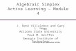 Algebraic Simplex Active Learning – Module 4 J. René Villalobos and Gary L. Hogg Arizona State University Paul M. Griffin Georgia Institute of Technology
