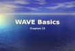 WAVE Basics Chapters 15. What are Waves? A wave is a disturbance that transmits energy through matter or space. A wave is a disturbance that transmits