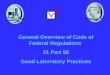 General Overview of Code of Federal Regulations 21 Part 58 Good Laboratory Practices