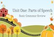Unit One: Parts of Speech Basic Grammar Review. Nouns