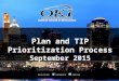 Plan and TIP Prioritization Process September 2015