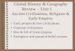 Global History & Geography Review – Unit 1 Ancient Civilizations, Religions & Early Empires Early peoples & river civilizations Classical civilizations