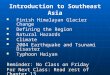 Introduction to Southeast Asia Finish Himalayan Glacier Change Finish Himalayan Glacier Change Defining the Region Defining the Region Natural Hazards