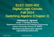 ELEC 2200-002 Digital Logic Circuits Fall 2014 Switching Algebra (Chapter 2) Vishwani D. Agrawal James J. Danaher Professor Department of Electrical and