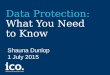 Data Protection: What You Need to Know Shauna Dunlop 1 July 2015