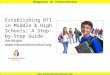 Response to Intervention  Establishing RTI in Middle & High Schools: A Step-by- Step Guide Jim Wright 