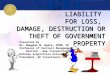 LIABILITY FOR LOSS, DAMAGE, DESTRUCTION OR THEFT OF GOVERNMENT PROPERTY Presented by Dr. Douglas N. Goetz, CPPM, CF Professor of Contract Management Retired
