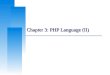 Chapter 3: PHP Language (II). Training Course, CS, NCTU 2 Overview  Arrays  Flow Control – foreach  Functions of Strings  Object Oriented  Exception