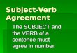 Subject-Verb Agreement The SUBJECT and the VERB of a sentence must agree in number