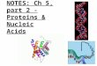 NOTES: Ch 5, part 2 - Proteins & Nucleic Acids. 5.4 - Proteins have many structures, resulting in a wide range of functions ● Proteins account for more