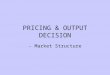PRICING & OUTPUT DECISION - Market Structure. Chapter Organization Introduction to Market Structure Perfect Competition Monopoly Monopolistic Competition