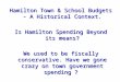 Hamilton Town & School Budgets - A Historical Context. Is Hamilton Spending Beyond its means? We used to be fiscally conservative. Have we gone crazy on
